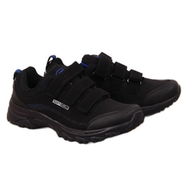 Chaussures de trekking avec velcro imperméables noires et bleues American Club