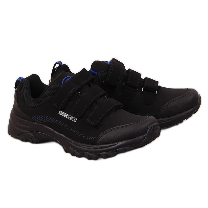 Chaussures de trekking avec velcro imperméables noires et bleues American Club le noir