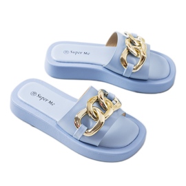 Babouches bleues avec chaîne Bragg