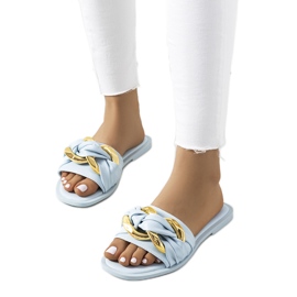 Babouches bleues avec chaîne Tahan