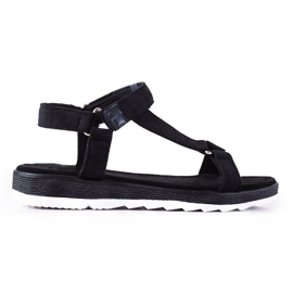 SHELOVET Sandales en daim avec velcro le noir SHELOVET Sandales en daim avec velcro le noir