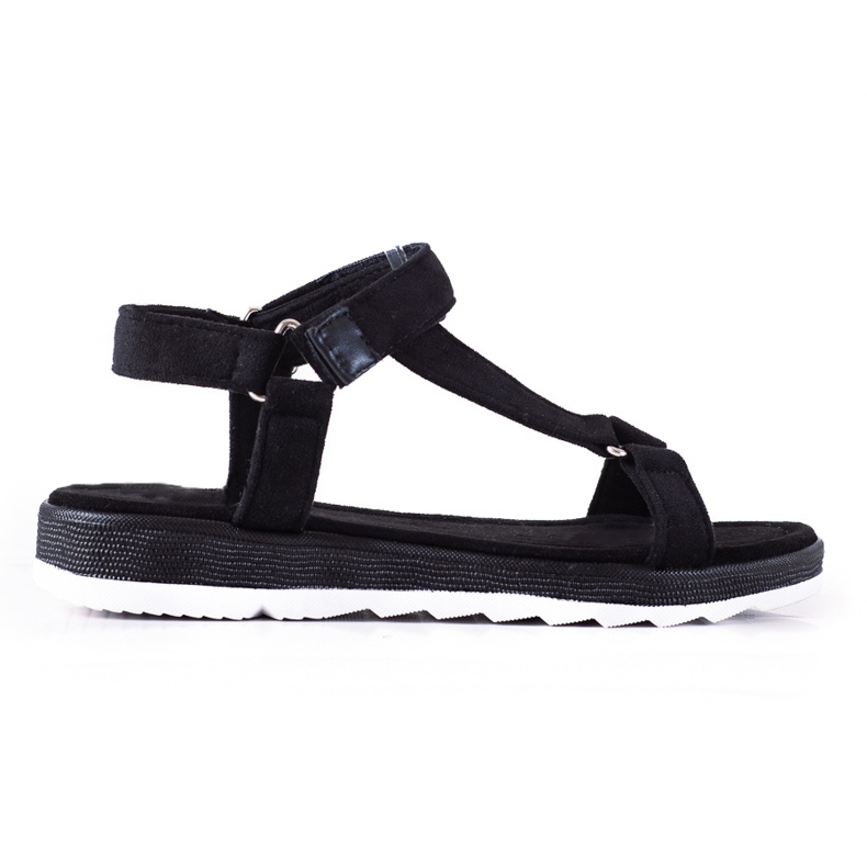 SHELOVET Sandales en daim avec velcro le noir