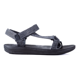 SHELOVET Sandales en jean avec velcro bleu marine multicolore