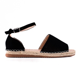 SHELOVET Sandales Espadrilles ajourées noir