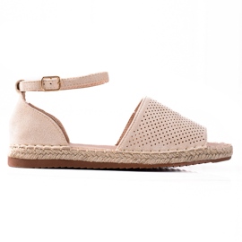 SHELOVET Sandales Espadrilles ajourées beige