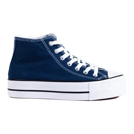 Baskets hautes sur la plate-forme bleu