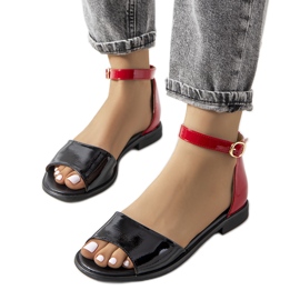 Sandales laquées noires et rouges Besselsen