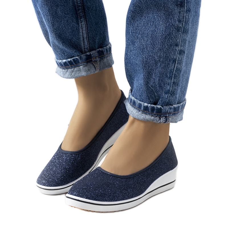 Baskets compensées bleu marine Friis