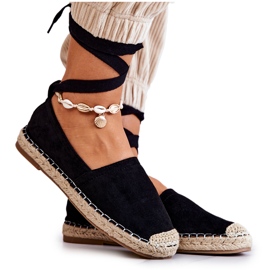 FB1 Ismanne Espadrilles en daim noir à nouer le noir