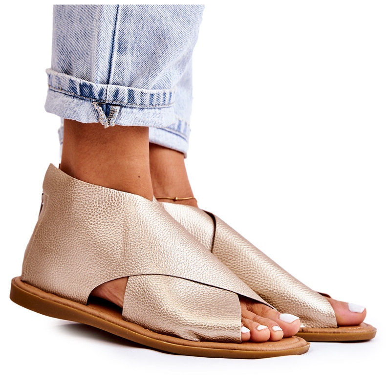 S.Barski Sandales Cuir Femme Doré Catalise d'or