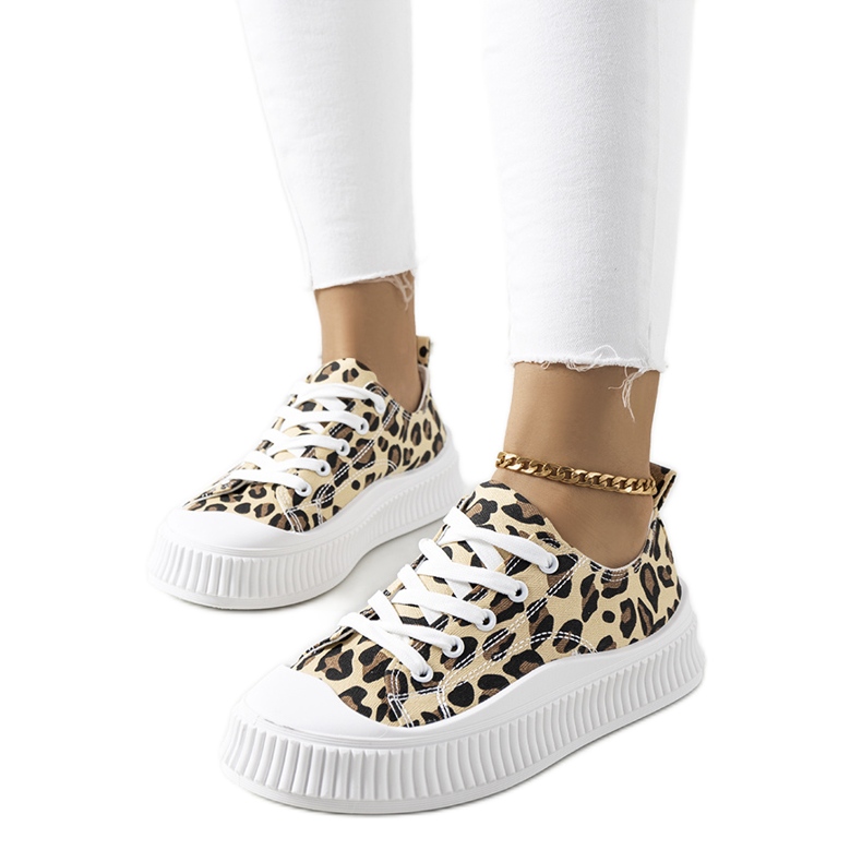 Baskets beiges sur la plateforme Chovka brun le noir