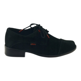 Zarro Chaussures de communion noires, peau de chamois rouge