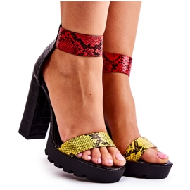 Sandales à la mode sur une barre massive Multicolore Elisen noir rouge jaune
