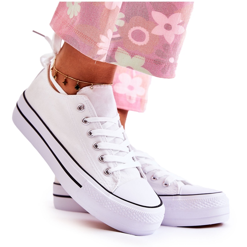 FS3 Baskets Classiques Pour Femmes Sur La Plateforme Blanc Conelle blanche