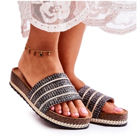 S.Barski Chaussons Classiques Femme Avec Chaîne Noir Maddy