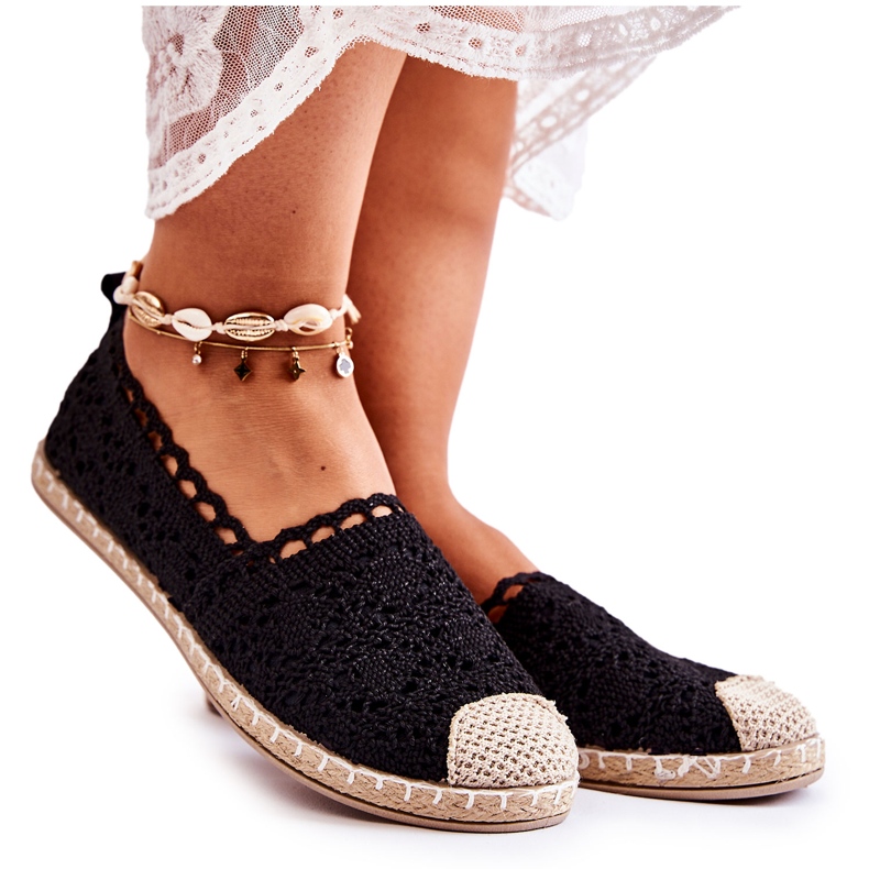 PH1 Espadrilles Femme Noires À Enfiler Ajourées le noir