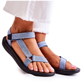 Sandales Classiques Femme Avec fermeture scratch Bleu Clair Kalla