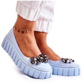 PA2 Ballerines en cuir sur la plate-forme avec un ornement bleu Ladette