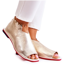 Nicole Sandales En Cuir Sur Un Slider Clorie Doré d'or