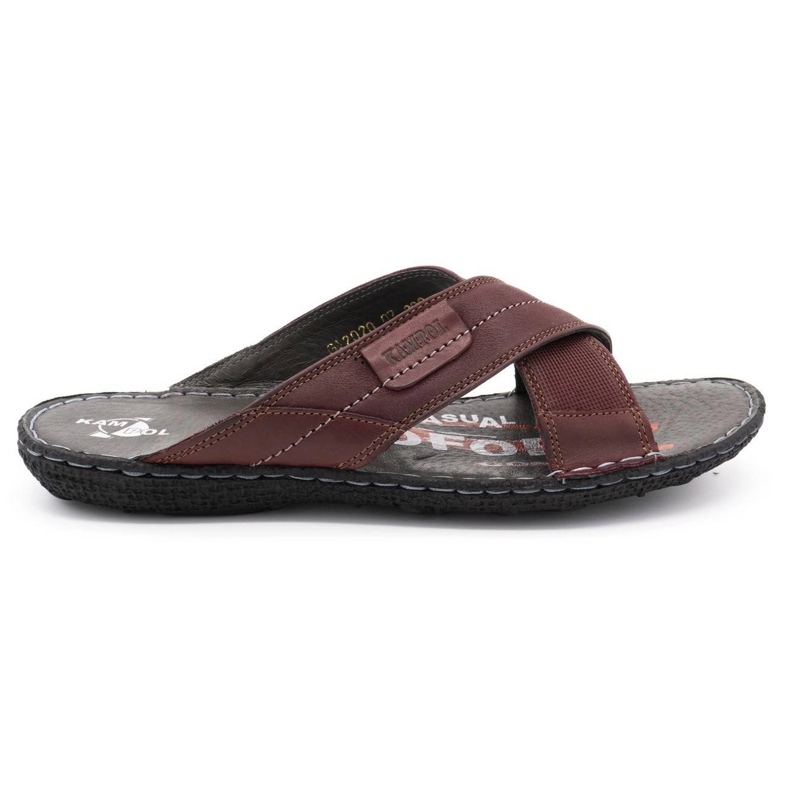 Kampol Chaussons cuir homme 200/34/P bordeaux rouge Kampol Chaussons cuir homme 200/34/P bordeaux rouge