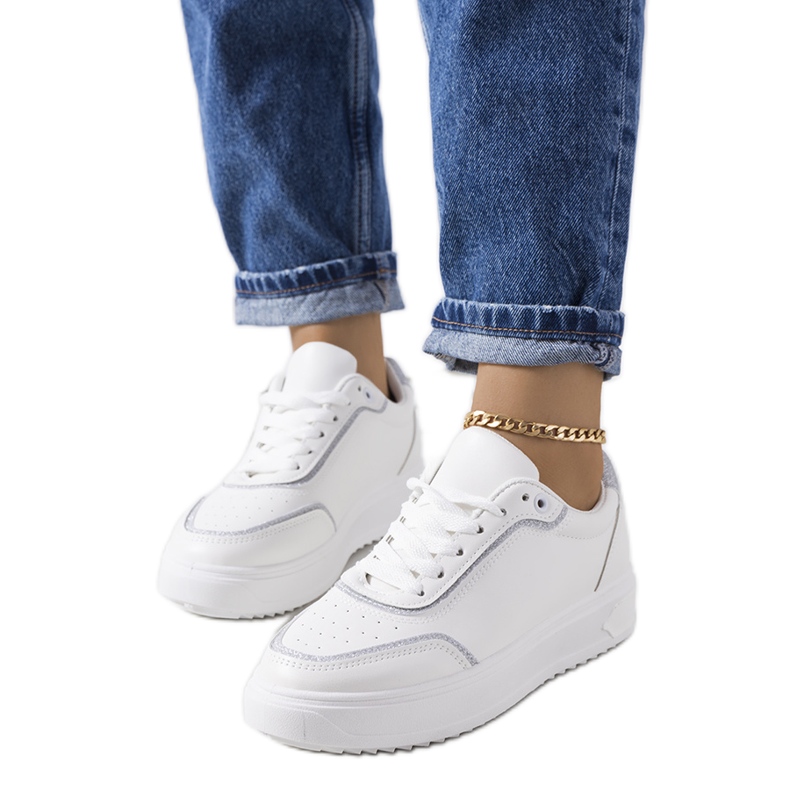 Baskets blanches femme Dounya argent