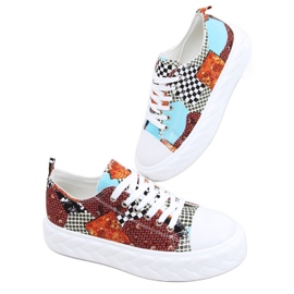 Madi Red Jacquard Weave baskets à semelles hautes multicolore