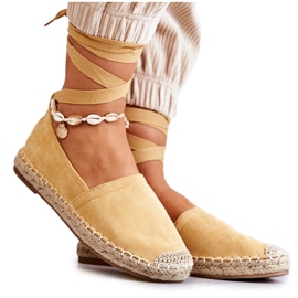 FB1 Espadrilles en daim Ismanne jaunes nouées