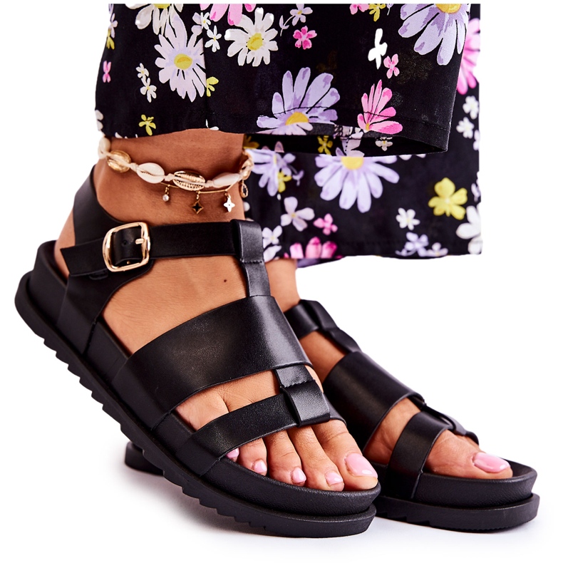 Sandales en cuir sur la plate-forme Tessy noire le noir