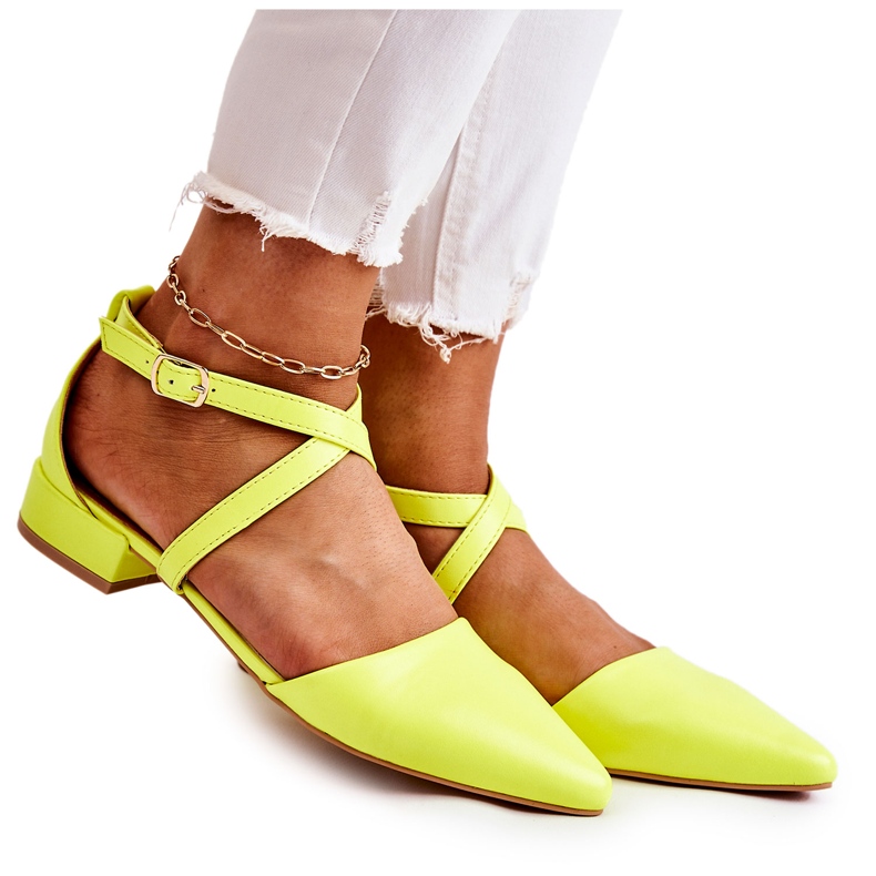 WS1 Escarpins En Cuir Sur Talons Bas Jaune Giovanna multicolore