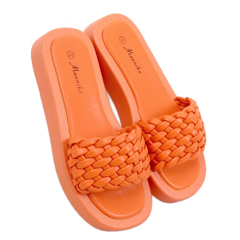 BM Sandales à talons hauts à rayures tissées Elida Orange