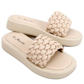 Chaussons semelle haute rayures tressées Elida Beige Chaussons semelle haute rayures tressées Elida Beige