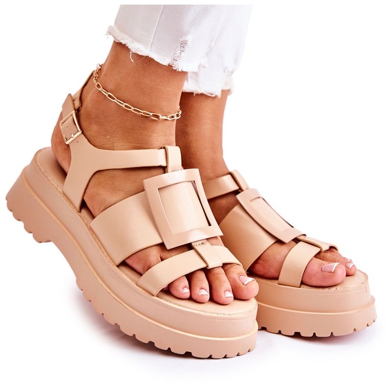 PS1 Sandales en cuir pour femmes sur la plate-forme Corene beige foncé