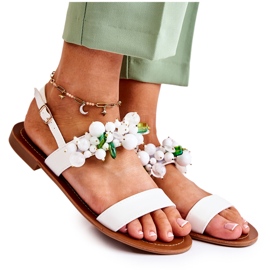 WS1 Sandales à la mode avec des perles Hally blanches