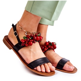 Sandales à la mode avec des perles Hally noires le noir