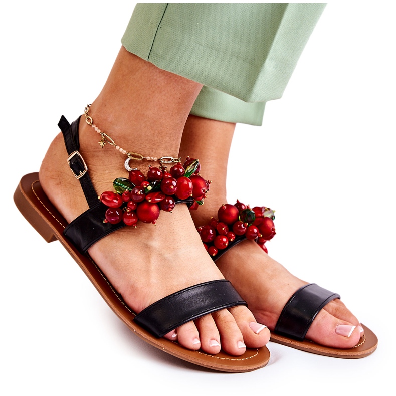 Sandales à la mode avec des perles Hally noires le noir