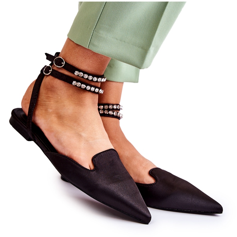 WS1 Sandales pour femmes Amisha noires à bout pointu le noir