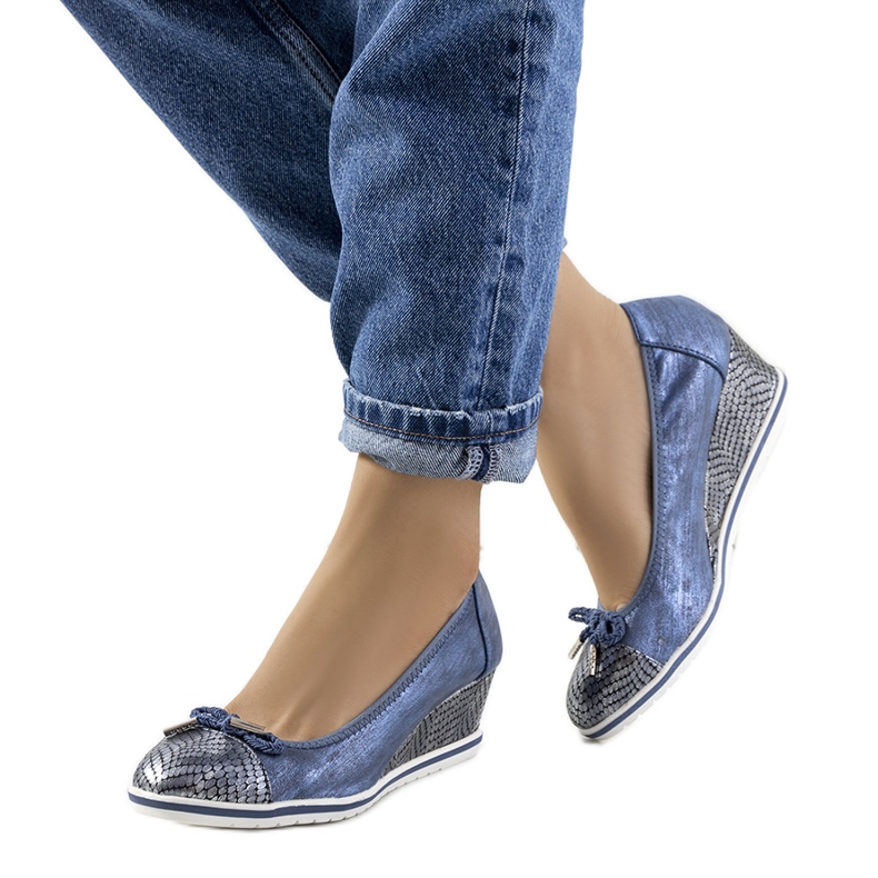 Baskets compensées bleues Blance