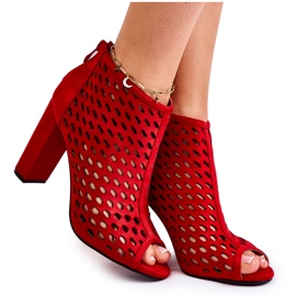 WT1 Bottes Jenissa en daim ajouré rouge