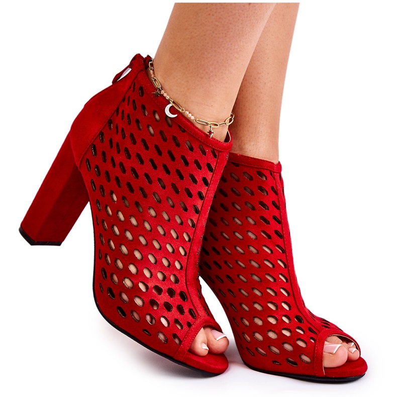 WT1 Bottes Jenissa en daim ajouré rouge