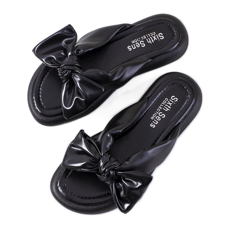 Chaussons noirs avec nœud Roio le noir