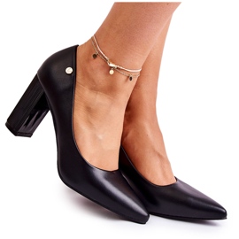 Vinceza Escarpins En Cuir Sur Une Barre En Spitz Noir Larea