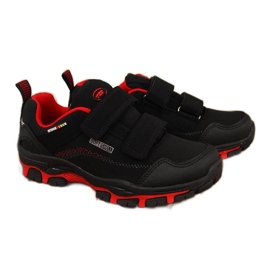 Chaussures de trekking imperméables pour enfants American Club noires et rouges