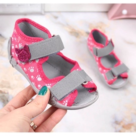 Chaussons velcro pour filles avec un chat slip rose Befado Chaussons velcro pour filles avec un chat slip rose Befado