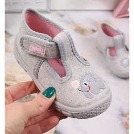 Chaussons pour filles avec Velcro gris Befado avec un éléphant