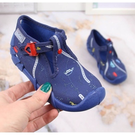 Chaussons garçon avec fermeture Befado bleu marine