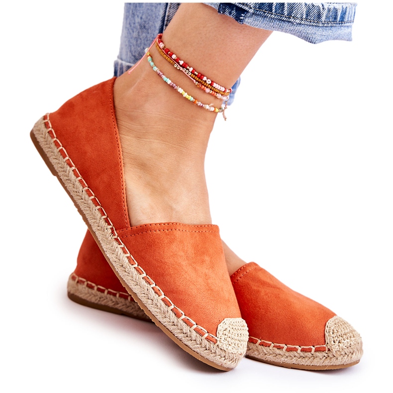 PG1 Espadrilles classiques en daim orange pour femmes Clarice