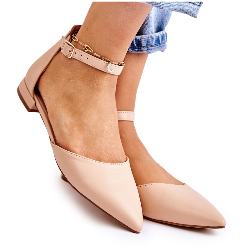 WD1 Sandales ballerines pour femmes en cuir beige Spitz Caprise