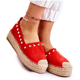 WT1 Espadrilles pour femmes avec clous Laross rouges