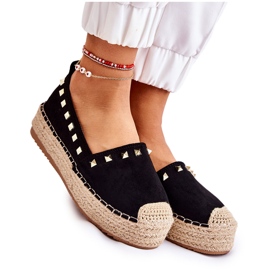 WT1 Espadrilles à Clous pour Femme Noir Laross