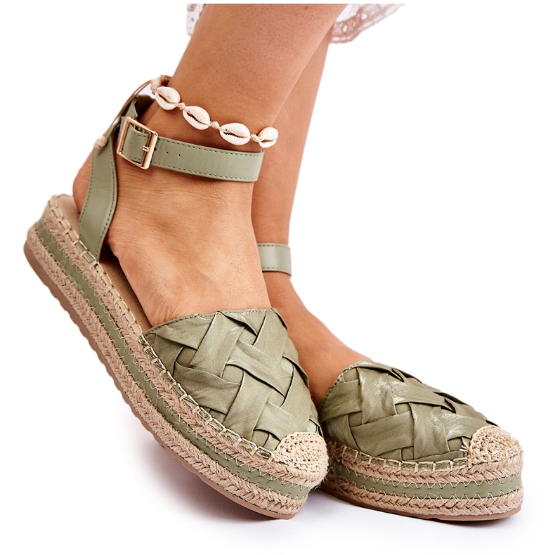 WS1 Sandales espadrilles pour femmes sur la plate-forme verte Susane